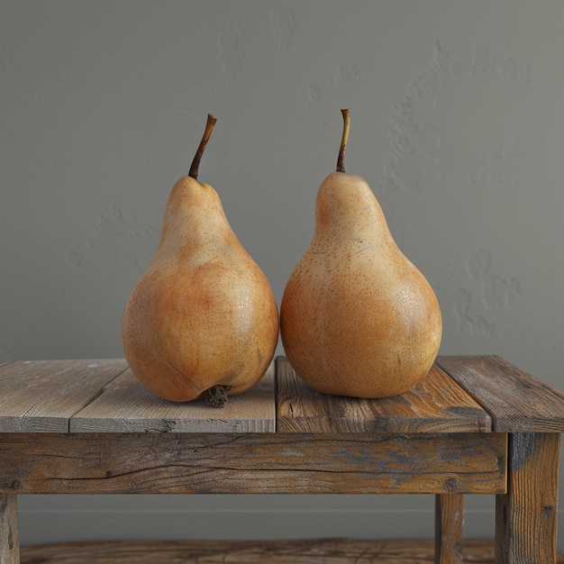 Peras de muslo en una mesa de madera