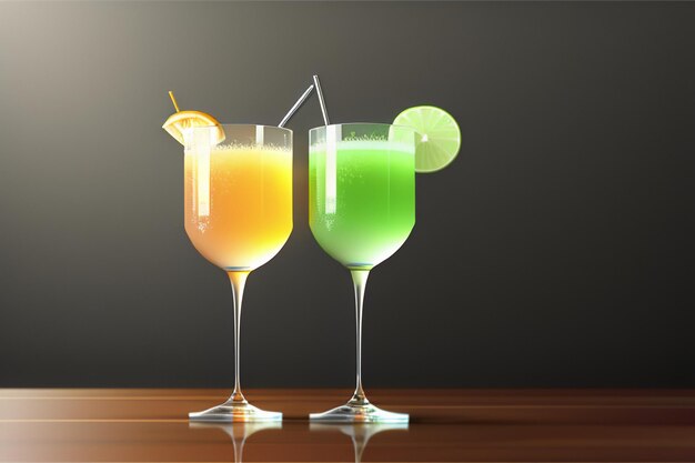 Percepção visual de bebida colorida de coquetel linda ilustração de fundo de papel de parede romântico