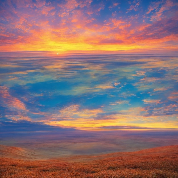 Percepción visual de un amanecer sereno sobre un paisaje virgen