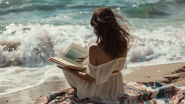 Perdida en el mundo de las palabras, encuentra consuelo en la orilla donde las olas chocan contra la arena y la brisa salada le desgarra el cabello.