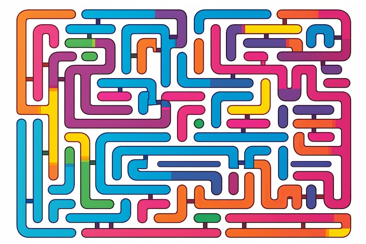 Foto perdido en el laberinto cuadrado abstracto un juego divertido para niños para encontrar el camino de uno a dos dígitos