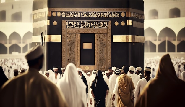 peregrinos musulmanes en kaaba en hajj