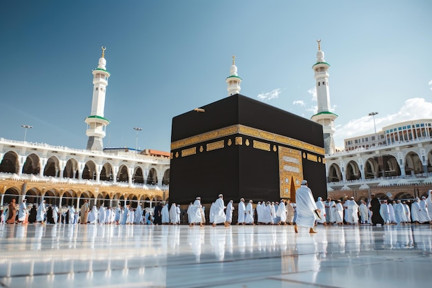 Peregrinos musulmanes en la Sagrada Kaaba en La Meca