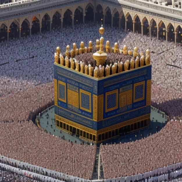 Peregrinos musulmanes y umrahistas circunvalando la Kaaba