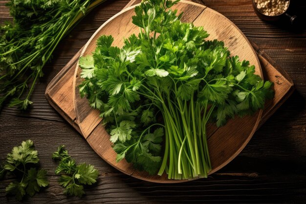 perejil en la mesa de la cocina publicidad profesional fotografía de alimentos