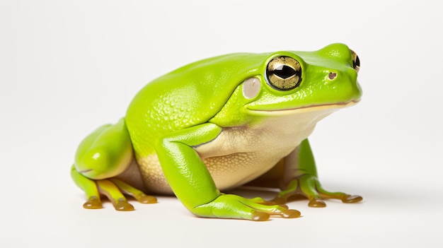 Perereca verde europeia sentada isolada em fundo branco