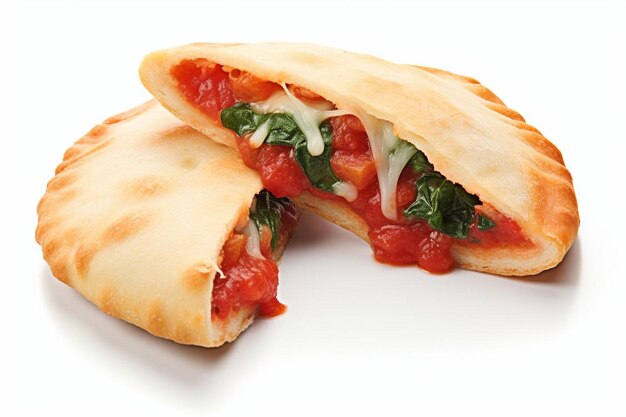 Perfectamente equilibrado Sensacional condimento Calzone en fondo blanco imagen de Calzone italiano