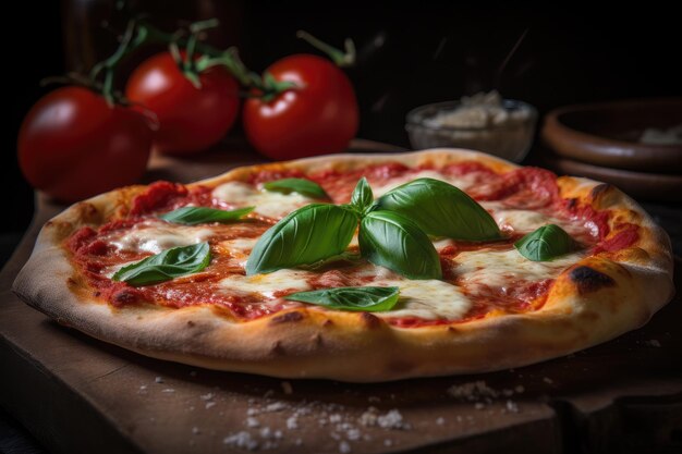 Perfekte Margherita-Pizza in einer gemütlichen Pizzeria generative IA