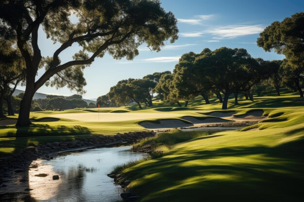 Perfekter Golfplatz mit makellosen Fairways und Greens-generativem IA