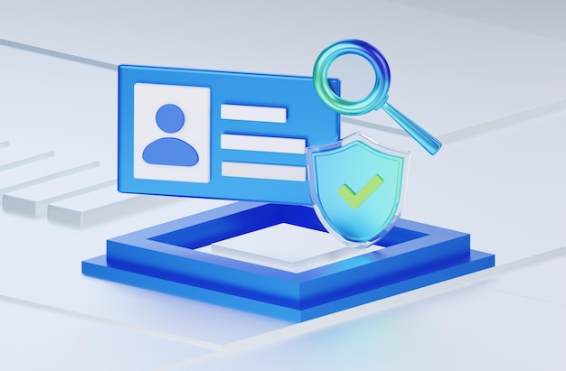 Perfil de privacidade de segurança cibernética com ilustração de ícone 3D