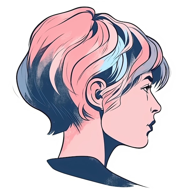 Foto perfil de uma garota punk hipster moderna com um penteado de cores vivas ilustração generative ai