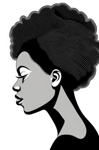 perfil de uma mulher negra com olhos fechados ilustração abstrata