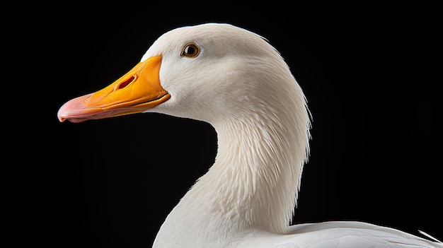 El perfil del pato Aflac aislado en un fondo negro