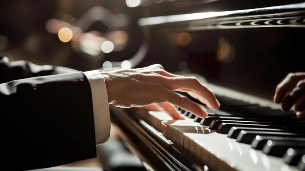 Performance artística Pianista Mãos tocando o piano