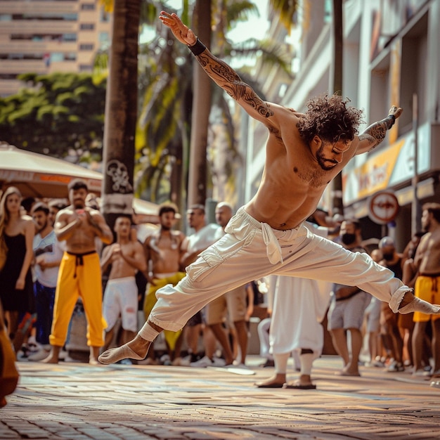 Foto performance de capoeira de rua brasileira energética imagem