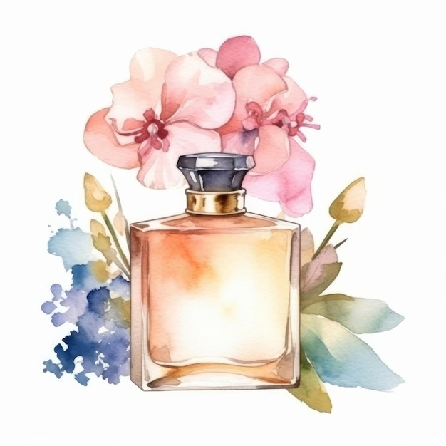 Perfume de acuarela Ilustración AI Generativo