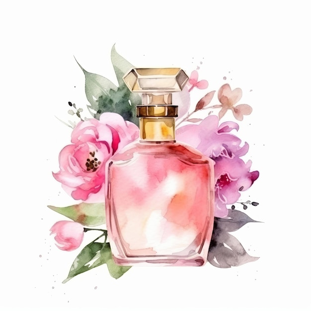 Perfume de acuarela Ilustración AI Generativo