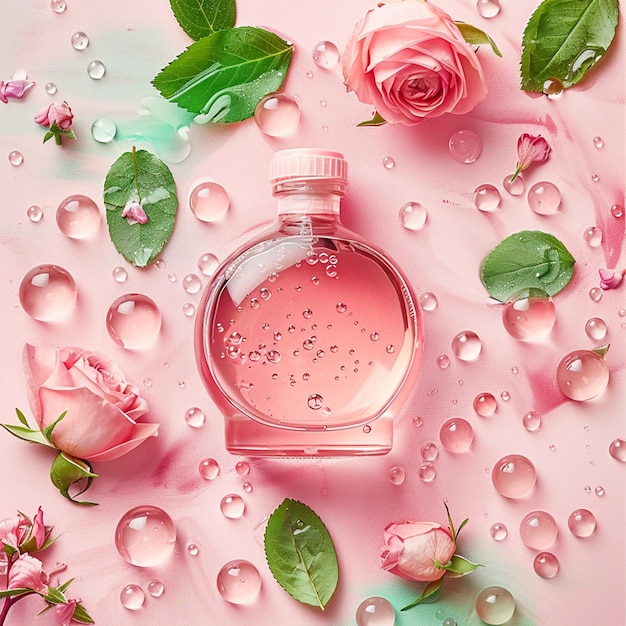 Foto el perfume de la botella rosa