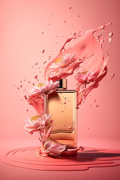 Perfume com explosão de aroma floral Generative AI