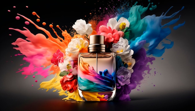 Perfume com explosão de aroma floral Generative AI