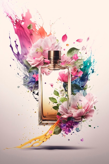 Perfume com explosão de aroma floral Generative AI