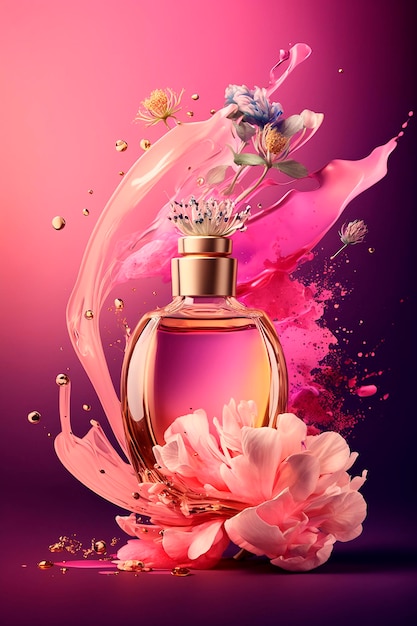 Perfume com explosão de aroma floral Generative AI