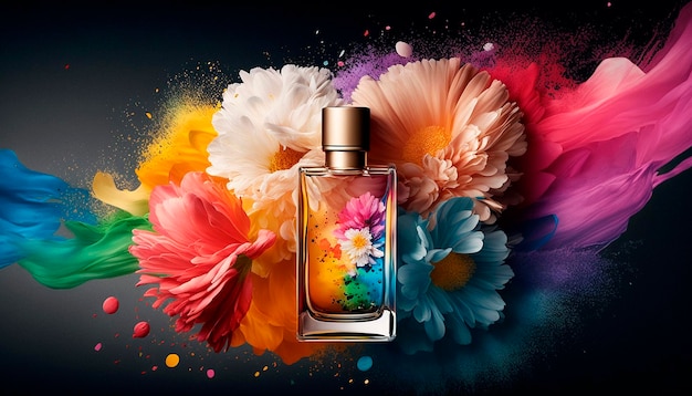 Perfume com explosão de aroma floral Generative AI