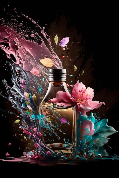 Perfume com explosão de aroma floral Generative AI