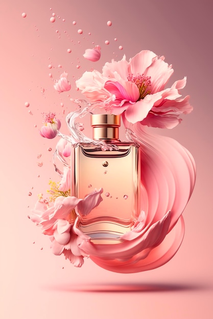 Perfume com explosão de aroma floral Generative AI