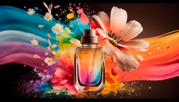 Perfume com explosão de aroma floral Generative AI