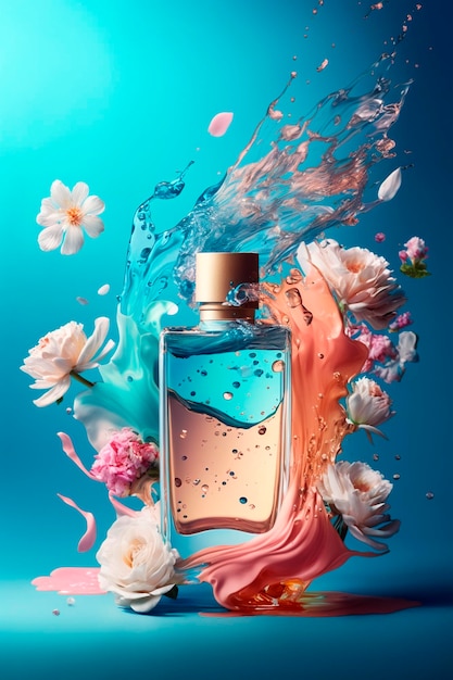 Perfume com explosão de aroma floral generative ai