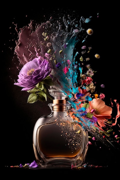 Perfume com explosão de aroma floral Generative AI