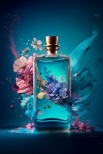 Perfume com explosão de aroma floral Generative AI