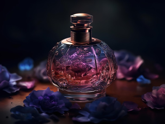 Perfume de elite com lindas flores Modelo para apresentação do produto Generative AI
