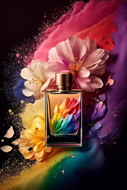 Perfume con explosión de aroma floral AI Generativa