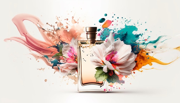 Perfume con explosión de aroma floral AI Generativa