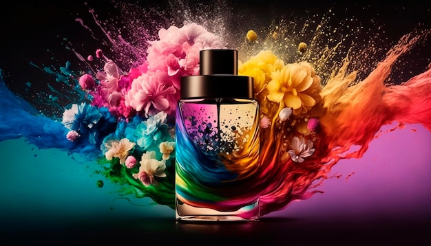 Perfume con explosión de aroma floral AI Generativa