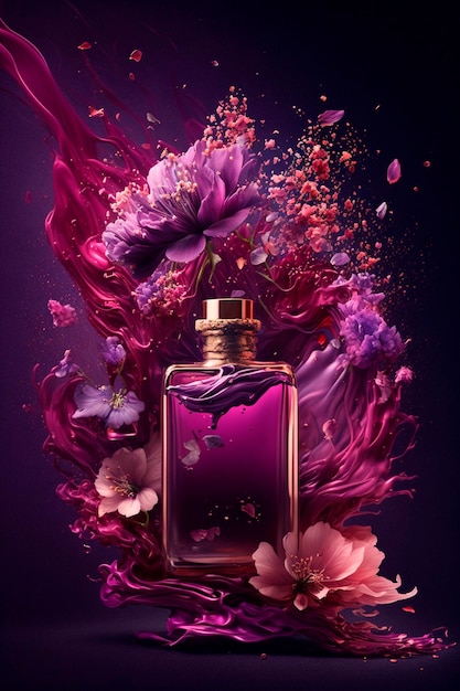 Perfume con explosión de aroma floral AI Generativa