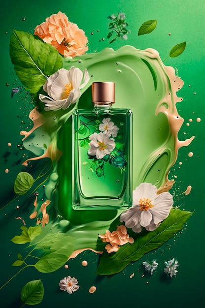 Perfume con explosión de aroma floral AI Generativa