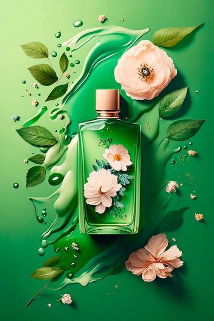 Perfume con explosión de aroma floral AI Generativa