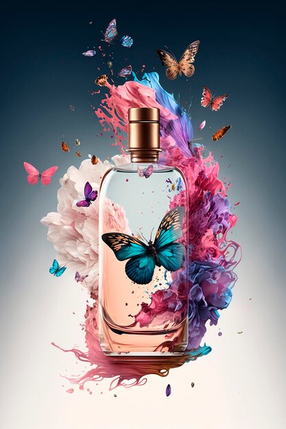 Perfume con explosión de aroma floral AI Generativa