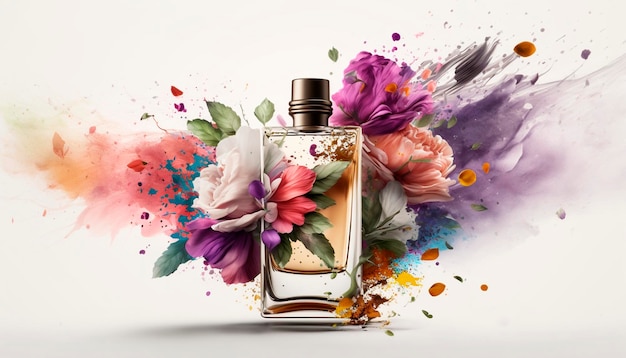 Perfume con explosión de aroma floral AI Generativa