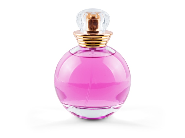Perfume feminino em lindo frasco isolado no branco