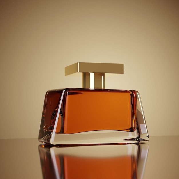 Perfume de mujer elegante sobre un fondo marrón representación 3D de agua de inodoro