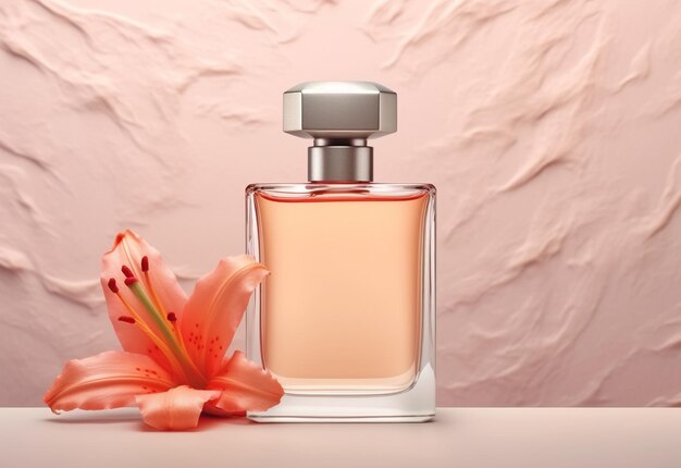 perfume por una pared rosa