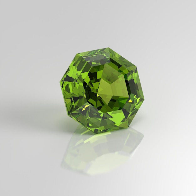 Peridot-Edelstein-Oktagon 3D-Rendering