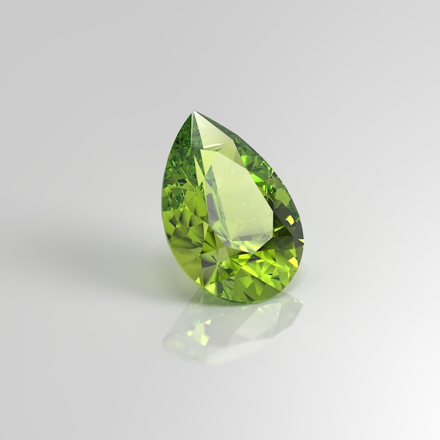 peridoto, piedra preciosa, pera, gota, 3d, render