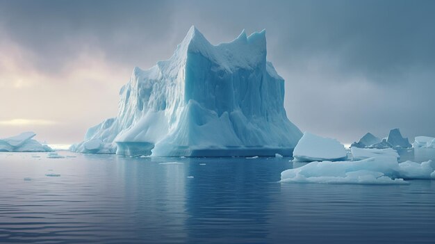 Perigo oculto do iceberg e conceito de aquecimento global IA generativa