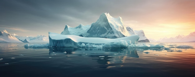 Perigo oculto do iceberg e conceito de aquecimento global IA generativa