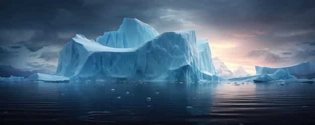 Perigo oculto do iceberg e conceito de aquecimento global